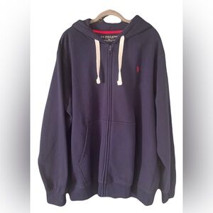 U.S. Polo Navy Fleece Zip-Up Hoodie Jacket Men’s XL Classic Streetwear Essential
